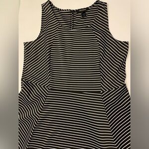 Ashley Stewart Women's Size 26 Black White Stripe A Line Midi Dress